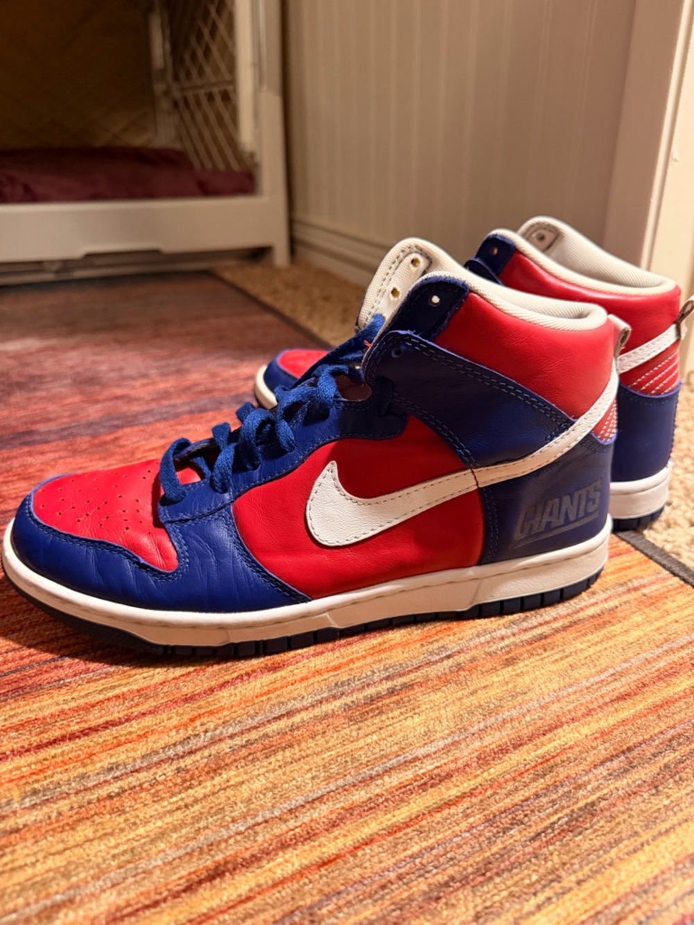 Nike giants custom High-Top Sneakers in Red, Blue and White